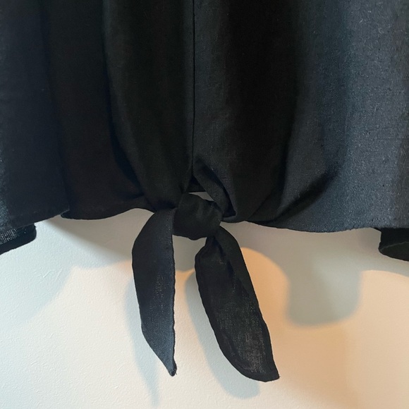 NWT Ava & Viv Women’s V-Neck Linen Blend Tie Front Top - Picture 4 of 13